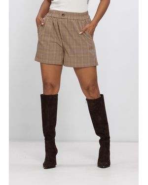 Nukus Damen Hosen Esmee Shorts Check - Natur