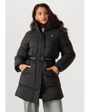 Calvin Klein Damen Jacken Belted Midweight Long Puffer - Schwarz