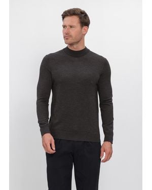 Profuomo Herren Pullover & Cardigans Pullover Mock Neck Extrafine Merino - Grau