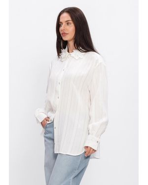 Jansen Amsterdam Damen Blusen Rabia Blouse Slg 783 Long Sleeve Lace Flowers - Weiß