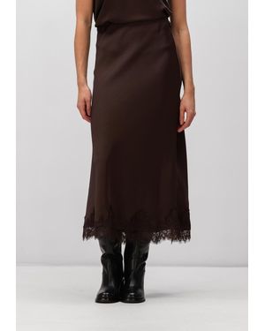 Object Damen Röcke Objnaline Mw Long Lace Skirt - Braun