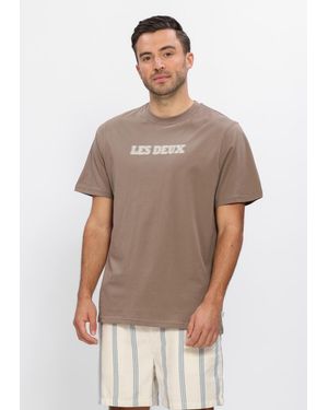 Les Deux Herren Polos & T-Shirts Brady Logo T-Shirt - Braun