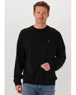 Calvin Klein Herren Pullover & Cardigans Ls Ez Cotton Crewnk Sweater 12Gg - Schwarz