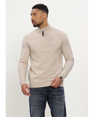 Butcher of Blue Herren Pullover & Cardigans Clifden Halfzip - Natur