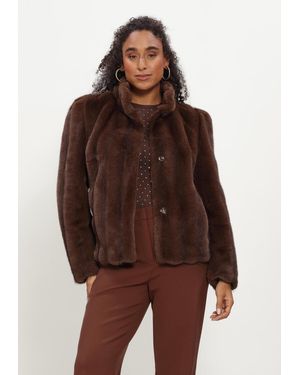 STUDIO AR Damen Jacken Soline Faux Mink Stripe - Braun