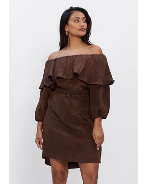 Dante6 Damen Kleider Kyo Volant Mini Dress - Braun