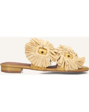 Kurt Geiger Damen Pantoletten Raffia Buckle Flat Sdl - Schwarz