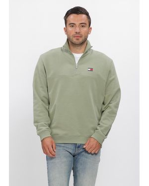 Tommy Hilfiger Herren Pullover & Cardigans Tjm Reg Badge Qz Ext - Grün
