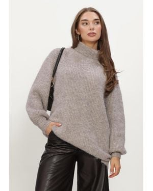 Haute L'Amitié Damen Pullover & Cardigans Darcia Rib Collar Knit - Grau