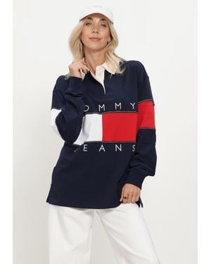 Tommy Hilfiger Damen Pullover & Cardigans Tjw Ovs Flag Rugby Ext - Blau