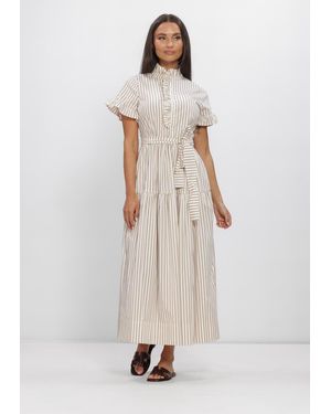 Neo Noir Damen Kleider Nellie Wide Stripe Dress - Natur