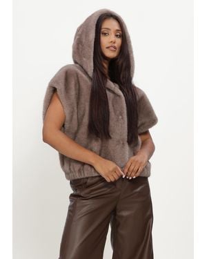 STUDIO AR Damen Jacken Olena Faux Mink - Braun