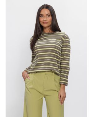 Envii Damen Tops & T-Shirts Nkulla Ls Stripe 5310 - Grün