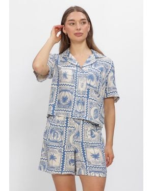 Object Damen Blusen Objvima S/S Re Shirt - Blau