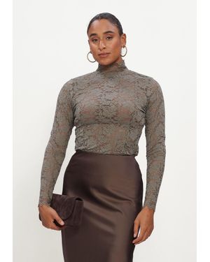 Neo Noir Damen Tops & T-Shirts Liza Laceflower Blouse - Braun