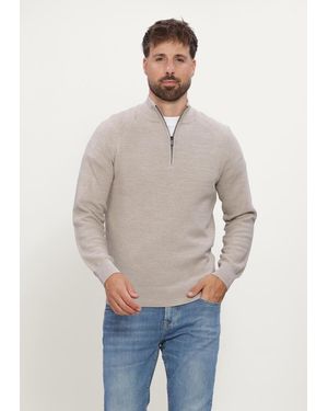 Gentiluomo Herren Pullover & Cardigans Turtle Zip Ls - Natur