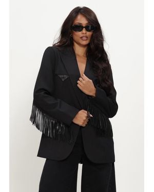 Haute L'Amitié Damen Blazers Premiere Fringe Blazer - Schwarz