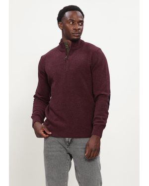 Barbour Herren Pullover & Cardigans Holden Half Zip Knitted Jumper Knitwear - Rot