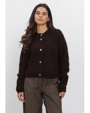 Second Female Damen Pullover & Cardigans Andrea Knit Rib Ls Cardigan - Braun
