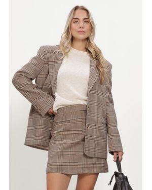 Simplee Damen Blazers Wv-Pl-Ac-Check-26-3 - Braun