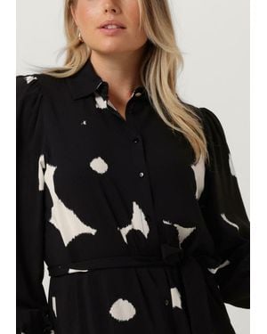 Jansen Amsterdam Midikleid Wbp573 Blouse Dress Print With Puffsleeves - Schwarz