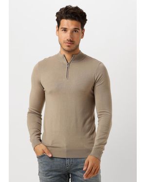 Pure Path Herren Pullover & Cardigans Essential Knitwear Halfzip Sweater - Natur
