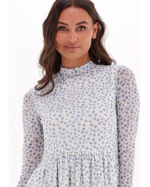 NA-KD Midikleid Recycled Ls Mesh Dress Damen - Grau
