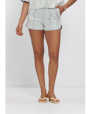 Dante6 Damen Jeans Nerida Embellished Denim Shorts - Weiß