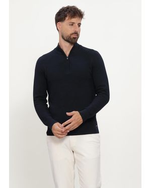 Gentiluomo Herren Pullover & Cardigans Turtle Zip Ls - Blau