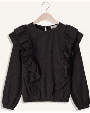 Petit Blush Mädchen Blusen Romantic Ruffle Blouse - Schwarz