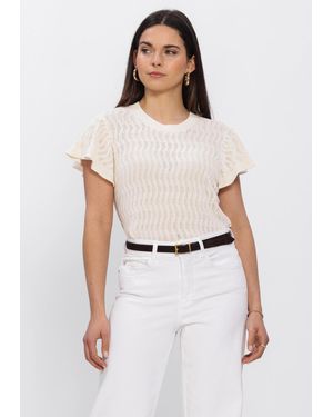 Mos Mosh Damen Tops & T-Shirts Mmganna Pattern O-Neck Knit Top - Weiß