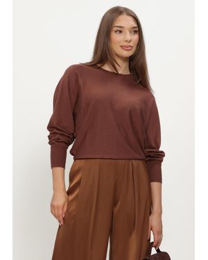 Minus Damen Pullover & Cardigans Msdana Bat Sleeve Knit Pullover - Braun