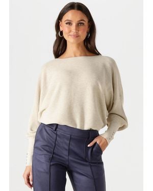Nukus Damen Pullover & Cardigans Batwing Pullover Plain - Weiß