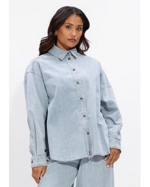 WITHBLACK Damen Blusen Wblfrancisca Ls Denim Shirt - Blau