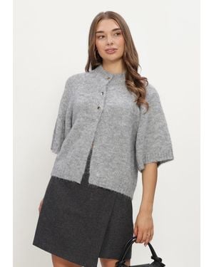 Neo Noir Damen Pullover & Cardigans Benuta Fluffy Knit Cardigan - Grau