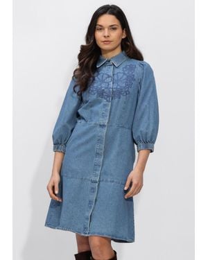 Second Female Damen Kleider Cornelia Denim Tunic Dress - Blau