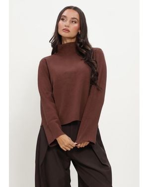 Minus Damen Pullover & Cardigans Mslupi High Neck Knit Pullover - Braun