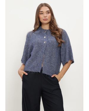 Neo Noir Damen Pullover & Cardigans Benuta Fluffy Knit Cardigan - Blau