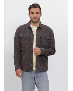 Butcher of Blue Herren Overshirts Phil Peached Jersey Overshirt - Grau