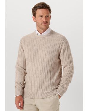 Profuomo Herren Pullover & Cardigans Pullover Crew Neck Wool Blend - Natur