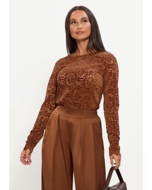 Nukus Damen Tops & T-Shirts Wies Top Lace - Braun