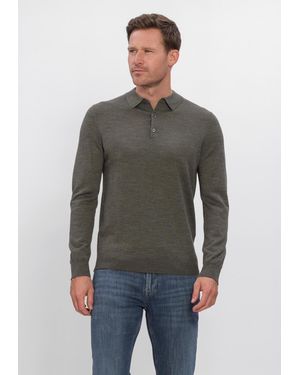 Profuomo Herren Pullover & Cardigans Polo Ls Extrafine Merino - Grau