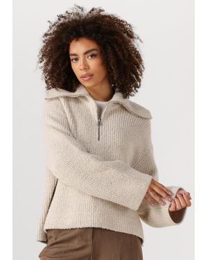Second Female Damen Pullover & Cardigans Gerda Knit Zip Collar - Natur