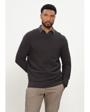 Cast Iron Herren Pullover & Cardigans Crewneck Regular Fit Comfort Blend - Schwarz