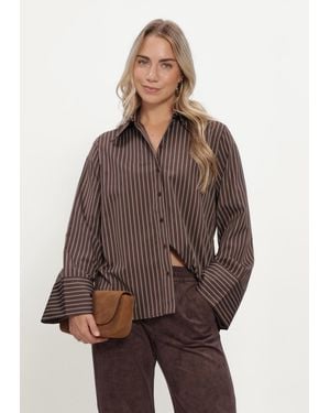 Simplee Damen Blusen Wv-Cott-Pl-Pin-26-3 - Braun