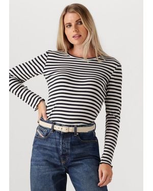 Selected Women Damen Tops & T-Shirts Slwanna Ls Crew Neck Tee Str - Blau