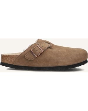 Birkenstock Damen Slipper Boston Shear Sue - Schwarz