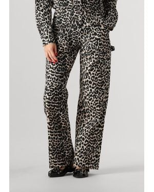 Colourful Rebel Damen Jeans Tinsley Leopard Denim Worker Pants - Schwarz