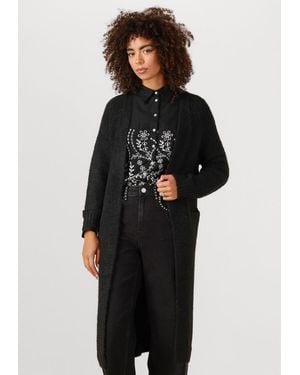 Object Damen Pullover & Cardigans Objmilu Ls Lo Long Knit Cardigan - Schwarz
