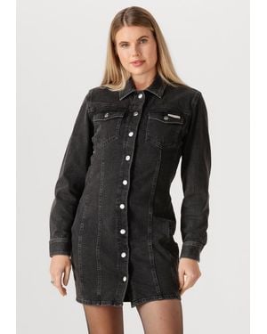 Calvin Klein Damen Kleider Ls Denim Mini Dress Ck - Schwarz